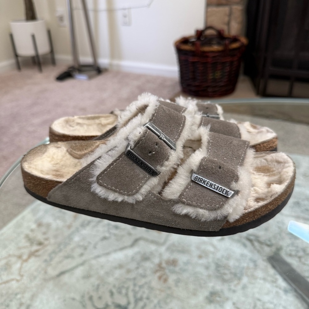 Birkenstock Women's Gray Shearling Sandals